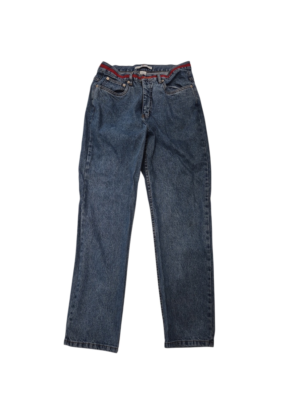 Very RARE VTommy Hilfiger Straight Leg Dark Blue Jeans with Red Waistband Detail